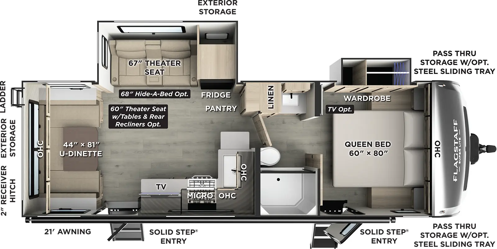 Flagstaff Super Lite Travel Trailers 26SRD Floorplan